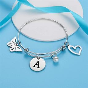 img 1 attached to Malyunin Initial Alphabet Bracelet: Heart, Butterfly, Personalized Jewelry for Women & Girls