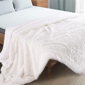 img 1 attached to Noahas Shaggy Longfur Throw Blanket: Super Soft Cozy 🛏️ Fuzzy Faux Fur for Kids Girls Room, Cream - 50''x60''