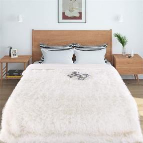 img 2 attached to Noahas Shaggy Longfur Throw Blanket: Super Soft Cozy 🛏️ Fuzzy Faux Fur for Kids Girls Room, Cream - 50''x60''