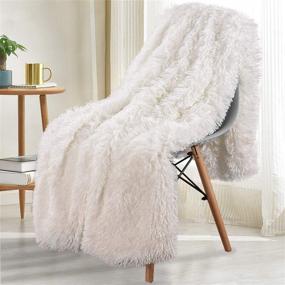 img 4 attached to Noahas Shaggy Longfur Throw Blanket: Super Soft Cozy 🛏️ Fuzzy Faux Fur for Kids Girls Room, Cream - 50''x60''