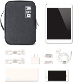 img 2 attached to 🎒 Мойзеленый Водонепроницаемый Органайзер для электронных аксессуаров - Портативная сумка с двумя отделениями для хранения кабелей, зарядных устройств, флеш-драйвов, телефонов, iPad Mini, SD-карт - Идеальный подарок для него (черный)