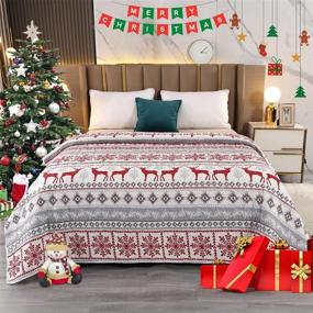 img 4 attached to Christmas Reindeer Snowflake Lightweight Bedspread
