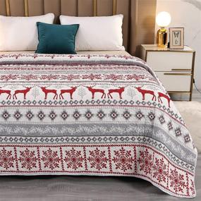 img 1 attached to Christmas Reindeer Snowflake Lightweight Bedspread