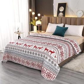 img 3 attached to Christmas Reindeer Snowflake Lightweight Bedspread
