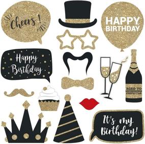 img 1 attached to 🎉 Complete Birthday Photo Booth Props - 30 Piece Box Set of Black & Gold Selfie Party Supplies and Decorations Kit with Real Glitter - Stylish Bday Designs for Women, No DIY Required