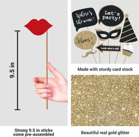 img 2 attached to 🎉 Complete Birthday Photo Booth Props - 30 Piece Box Set of Black & Gold Selfie Party Supplies and Decorations Kit with Real Glitter - Stylish Bday Designs for Women, No DIY Required