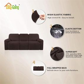 img 2 attached to 🛋️ Easy-Going Microfiber Stretch Recliner Sofa Slipcover - Soft Fitted Fleece Couch Cover for 3 Seats - Washable Furniture Protector for Kids and Pets - Elasticity for a Perfect Fit - Recliner Sofa, Chocolate