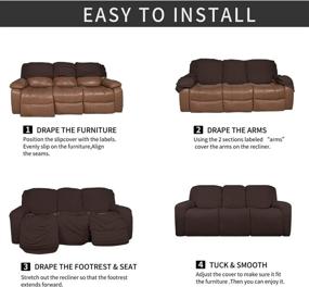 img 1 attached to 🛋️ Easy-Going Microfiber Stretch Recliner Sofa Slipcover - Soft Fitted Fleece Couch Cover for 3 Seats - Washable Furniture Protector for Kids and Pets - Elasticity for a Perfect Fit - Recliner Sofa, Chocolate