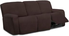 img 4 attached to 🛋️ Easy-Going Microfiber Stretch Recliner Sofa Slipcover - Soft Fitted Fleece Couch Cover for 3 Seats - Washable Furniture Protector for Kids and Pets - Elasticity for a Perfect Fit - Recliner Sofa, Chocolate