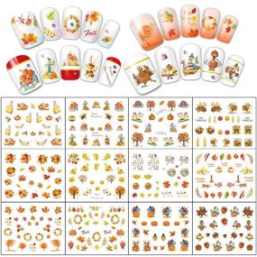 img 2 attached to Vibrant Fall Nail Art Stickers: TailaiMei 60 Sheets, Thanksgiving Water Transfer Decals with Maple Leaves, Pumpkin, and Turkey Designs - Ideal for Autumn Nail Decorations (1178 Pcs)