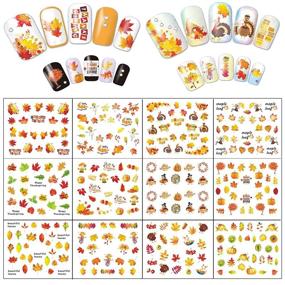 img 3 attached to Vibrant Fall Nail Art Stickers: TailaiMei 60 Sheets, Thanksgiving Water Transfer Decals with Maple Leaves, Pumpkin, and Turkey Designs - Ideal for Autumn Nail Decorations (1178 Pcs)