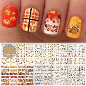 img 4 attached to Vibrant Fall Nail Art Stickers: TailaiMei 60 Sheets, Thanksgiving Water Transfer Decals with Maple Leaves, Pumpkin, and Turkey Designs - Ideal for Autumn Nail Decorations (1178 Pcs)