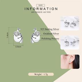 img 3 attached to 🦥 Sterling Silver Small Sloth Stud Earrings – Cute Animal Cartilage Sleeper Statement Jewelry for Girls, Women, Best Friend – Lovely Wedding, Gift Ideas