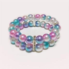 img 4 attached to PETFAVORITES 2 Row Pearls Dog Necklace Jewelry: Bling Rhinestones for Pets, Cats & Small Dogs - Stylish Wedding Clothes, Costume Outfits & Accessories in Ombre Purple, Elastic Fit