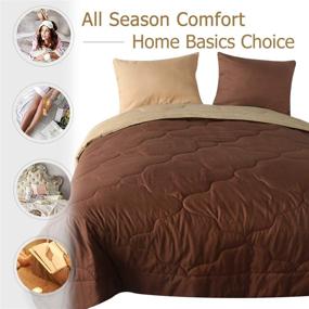 img 3 attached to Premium Reversible Luxury Comforter Set: All-Season Bedding with Pillow 🛏️ Shams, Machine Washable and Durable Stitched Geometric Design - King Size, Brown/Taupe