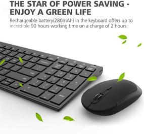 img 1 attached to 🖥️ iClever GK03 Wireless Keyboard and Mouse Combo - Portable 2.4G Rechargeable Battery, Ergonomic Design, Full Size Slim Thin, Stable Connection, Adjustable DPI, Black