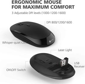 img 2 attached to 🖥️ iClever GK03 Wireless Keyboard and Mouse Combo - Portable 2.4G Rechargeable Battery, Ergonomic Design, Full Size Slim Thin, Stable Connection, Adjustable DPI, Black