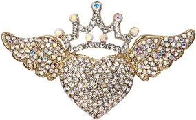 img 3 attached to 💖 Captivating EVER FAITH Austrian Crystal Romantic Love Heart Angel Wing Crown Brooch: A Stunning Symbol of Elegance and Love