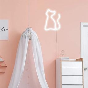 img 1 attached to 🐱 LED Cat Neon Sign Lights Wall Decor - Battery/USB Operated for Room and Bar - Table LED Neon Light Sign, Perfect for Christmas, Home Party, Wedding, Birthday, Kids or Girls Room - Cool White Cat