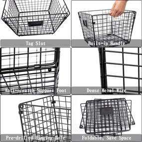 img 2 attached to 🧺 Rustic Farmhouse Wall Mounted Metal Wire Basket Storage - Pack of 2 for Pantry, Closets, Garage - Organization Solution with Handle, Tag Template, Ideal for Vegetable Toys Storage