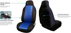 img 2 attached to 🚗 FH Group Classic Cloth Pair Set High Back Car Seat Covers - Universal Fit for Cars, Trucks, and SUVs in Blue and Black