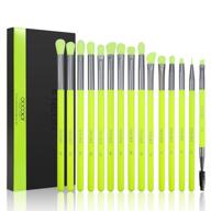 15pcs neon green eye makeup brushes set by docolor - professional eye shadow blending, concealer, eyebrow, eyelash, eyeliners - premium synthetic make up brushes with case logo