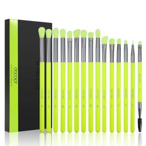 img 4 attached to 15Pcs Neon Green Eye Makeup Brushes Set by Docolor - Professional Eye Shadow Blending, Concealer, Eyebrow, Eyelash, Eyeliners - Premium Synthetic Make Up Brushes with Case