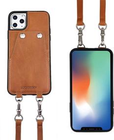 img 2 attached to 📱 Luckycoin Genuine Leather Crossbody Phone Case for iPhone 11 - Vintage Wallet with Card Holders, Button Closure, and Adjustable Strap - Compatible with 2019 Apple iPhone 11 6.1 inch (Brown)