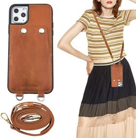 img 4 attached to 📱 Luckycoin Genuine Leather Crossbody Phone Case for iPhone 11 - Vintage Wallet with Card Holders, Button Closure, and Adjustable Strap - Compatible with 2019 Apple iPhone 11 6.1 inch (Brown)
