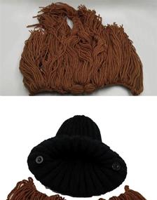 img 2 attached to 🧔 MerryJuly Men's Barbarian Vagabond Beanie with Foldaway Beard and Viking Horns – Original Bearded Caps