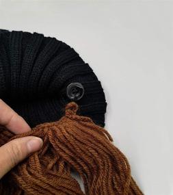 img 1 attached to 🧔 MerryJuly Men's Barbarian Vagabond Beanie with Foldaway Beard and Viking Horns – Original Bearded Caps