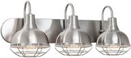 🚿 kira home liberty 24" 3-light modern industrial vanity/bathroom, kitchen light with metal cage shades in brushed nickel finish logo