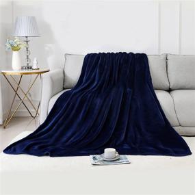 img 2 attached to 🔵 Navy Blue Flannel Fleece Throw Blanket - Super Soft and Cozy for Couch, Sofa, and Bed. Lightweight Plush Microfiber Blanket, 50x60 Inches