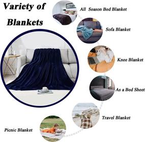 img 3 attached to 🔵 Navy Blue Flannel Fleece Throw Blanket - Super Soft and Cozy for Couch, Sofa, and Bed. Lightweight Plush Microfiber Blanket, 50x60 Inches