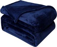 🔵 navy blue flannel fleece throw blanket - super soft and cozy for couch, sofa, and bed. lightweight plush microfiber blanket, 50x60 inches логотип