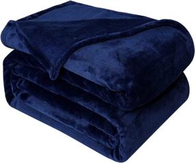 img 4 attached to 🔵 Navy Blue Flannel Fleece Throw Blanket - Super Soft and Cozy for Couch, Sofa, and Bed. Lightweight Plush Microfiber Blanket, 50x60 Inches