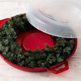 img 3 attached to 🎄 IRIS USA Christmas Wreath and Garland Storage Container, Fits up to 24" Wreaths/Box, CLEAR/RED, 2-Pack