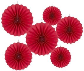 img 3 attached to 🎈 MOWO Red Paper Fans Hanging Decoration: 6pc Party Decorations in Vibrant Red