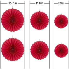 img 1 attached to 🎈 MOWO Red Paper Fans Hanging Decoration: 6pc Party Decorations in Vibrant Red