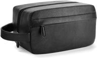 🧳 vorspack men's pu leather toiletry bag - black | water-resistant travel dopp kit with large capacity logo