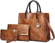 👜 susie island women's designer fashion tote and handbags set - pu leather satchel shoulder bags with wallet handle purse (3pcs) logo