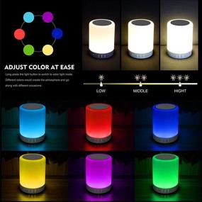 img 2 attached to 🔊 Enkman Table Lamp Portable Bluetooth Speaker: Rechargeable Night Light with Hook, Touch Sensor Bedside Lamps + Dimmable Warm White Light & Color Changing RGB – Perfect for Living Room and Bedroom