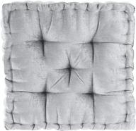 🪑 intelligent design azza floor pillow square pouf chenille tufted with scalloped edge design hypoallergenic bench/chair cushion, grey - luxurious comfort for home décor logo