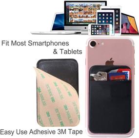 img 1 attached to [2-Pack] Black Stretch Card Sleeves Stick On Wallet for Cell Phone - Adhesive Sticker ID Credit Card Holder for Back of Phone