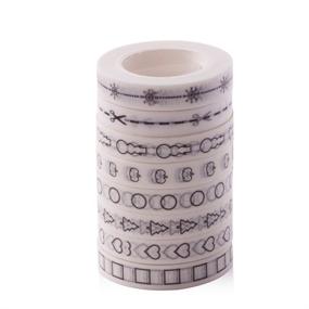 img 3 attached to 🎨 Pack of 8 White and Black Washi Tape Rolls for DIY Crafts and Decorative Projects