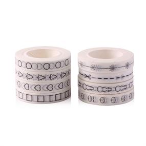 img 4 attached to 🎨 Pack of 8 White and Black Washi Tape Rolls for DIY Crafts and Decorative Projects