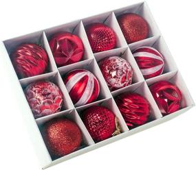 img 4 attached to 🎄 Set of 12 Red Shiny Matte Glittering Christmas Balls Baubles Ornaments, 60mm/2.36" in Size, Ideal for Xmas Tree Pendant Decorations