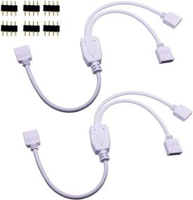 img 4 attached to RGBZONE 2 Pack 4 Pin 1 to 2 Female LED RGB Splitter Connector Cable with 6 Free Male 4 Pin Plugs - Ideal for One to Two 5050 3528 RGB LED Light Strip - 30cm/12inch Length