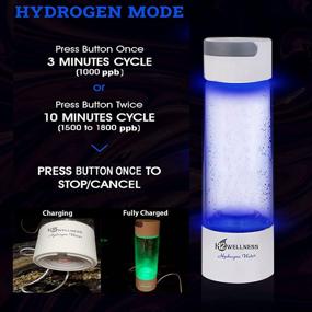 img 2 attached to 🚰 H2Wellness - Portable Molecular Hydrogen Water Bottle: 400ml Hydrogen Water Maker with Inhaler Adapter and Self-Cleaning Mode