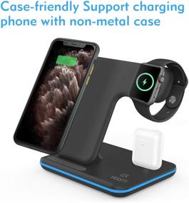 img 1 attached to 🔋 Efficient 3-in-1 Wireless Charging Station for Apple Products: Qi-Certified Pad for iPhone, Apple Watch, Airpods, Galaxy S20 S10